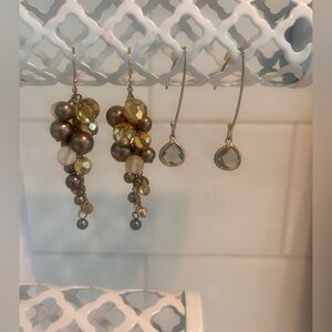 Two pairs of earrings, measuring approximately 2” and 1.5” in length.